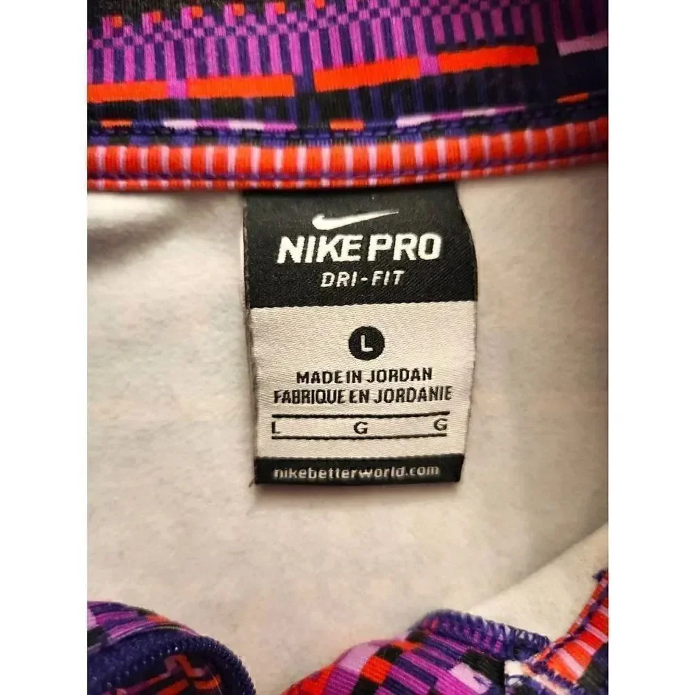 NIKE PRO women 1/4 zip Large Performance  lightweight pullover multicolor